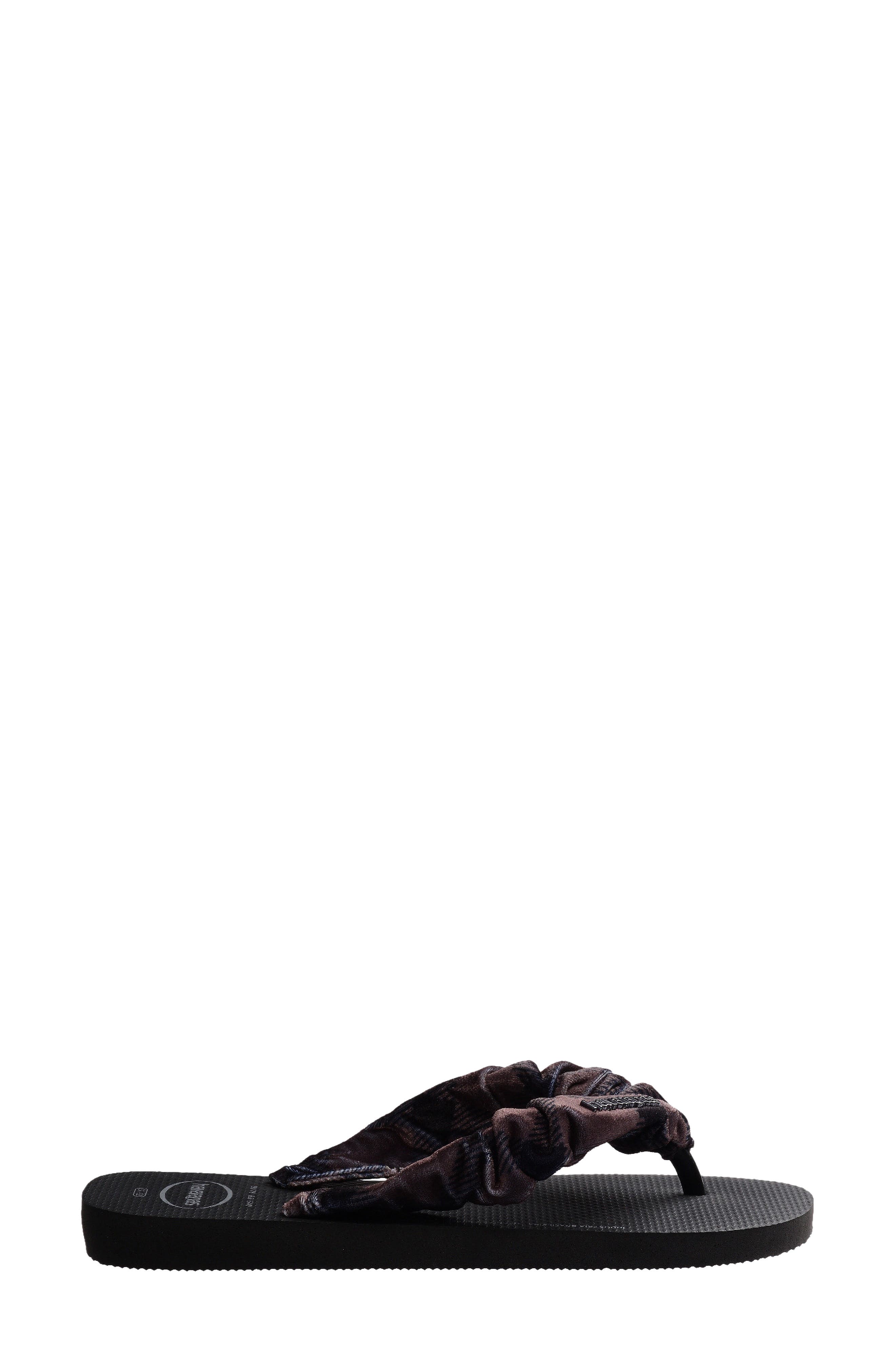 Top Scrunchie Flip Flop, Alternate, color, BLACK