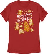 Star Wars Women's Star Wars Christmas Gingerbread Cookies Merry Force Be With You  Graphic T-Shirt