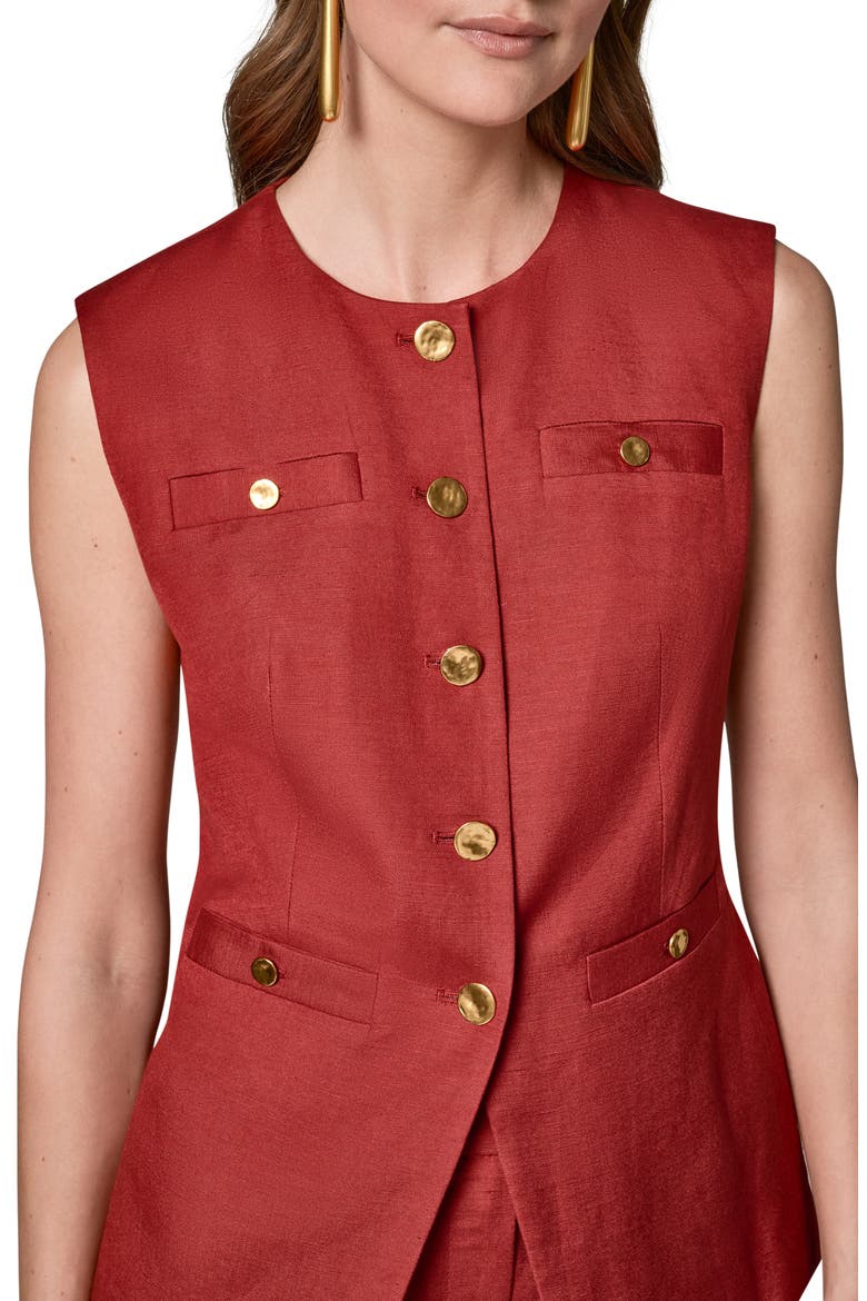 Button Front Linen Blend Vest, Alternate, color, SUNBAKED