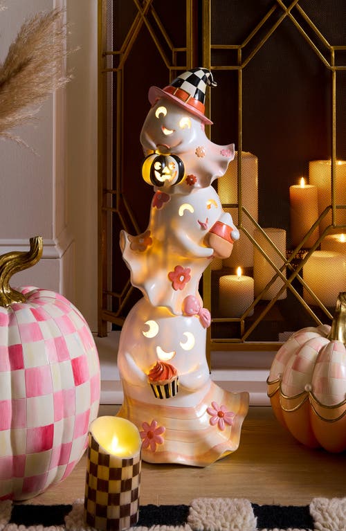 Mackenzie-childs Mackenzie Childs Hocus Pocus Illuminated Stacked Ghosts In Pink