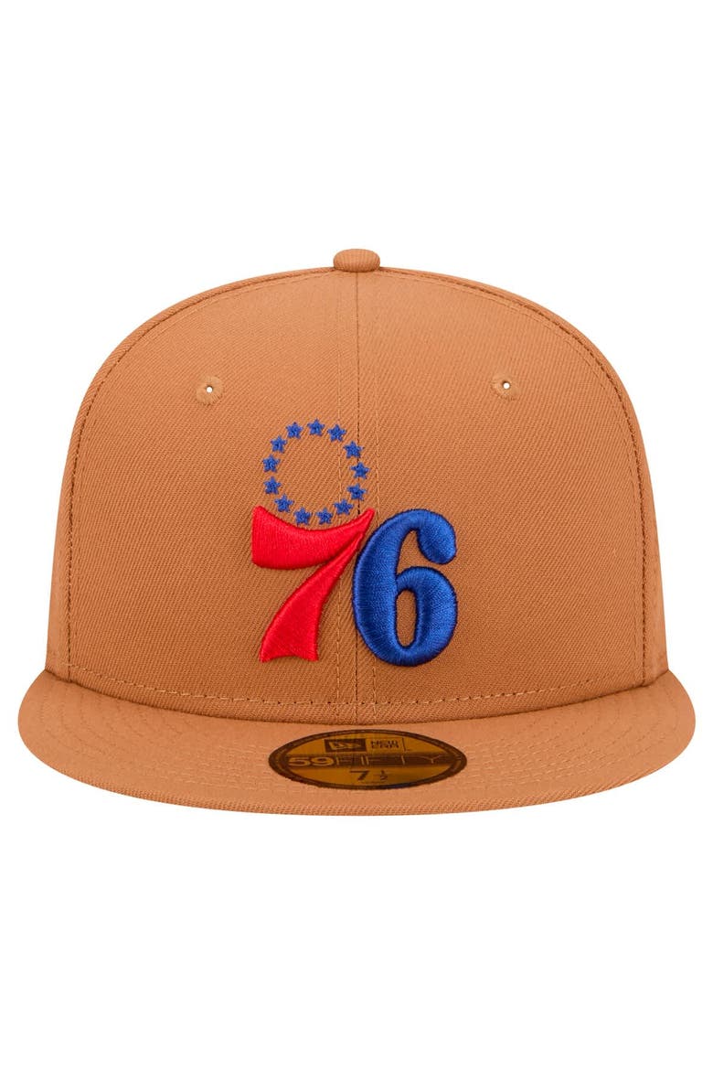 Men's New Era Tan Philadelphia 76ers Color Pack 59FIFTY Fitted Hat, Alternate, color, Tan