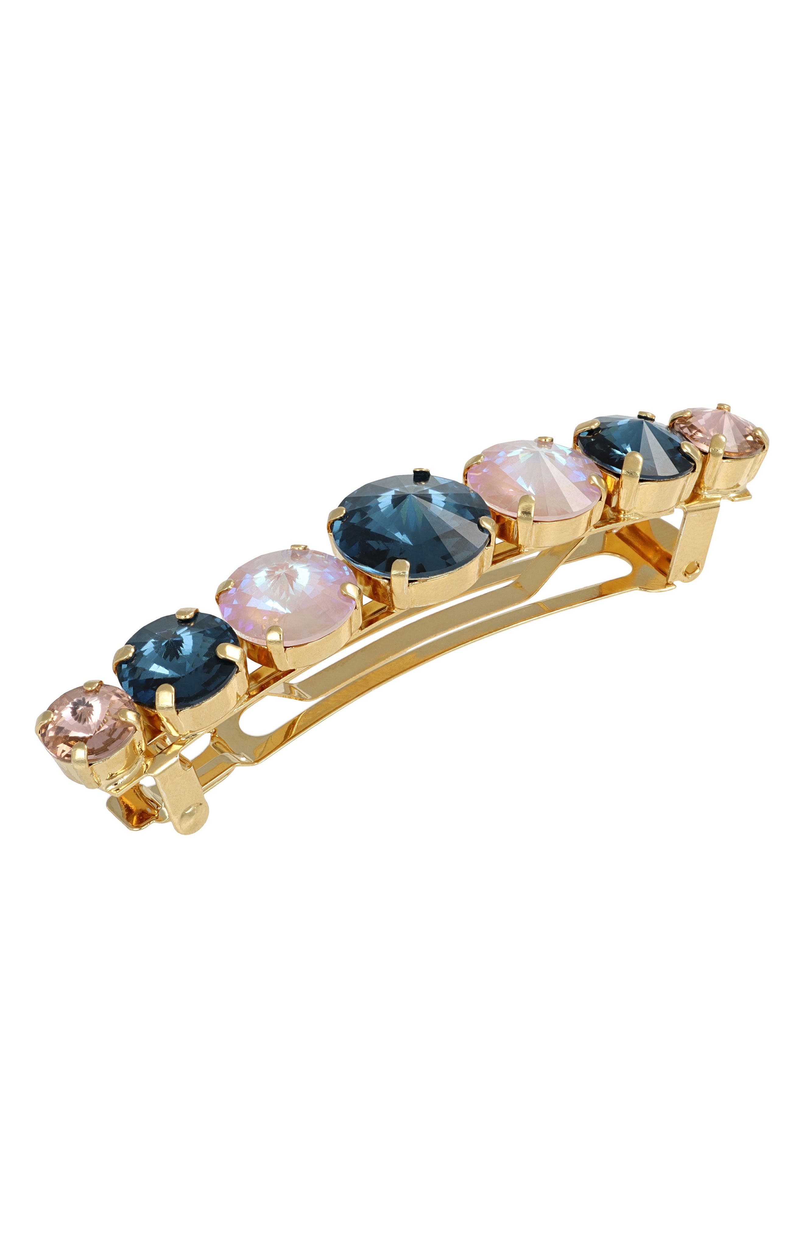 L. Erickson Celina Crystal Barrette in Montana/dusty Pink 