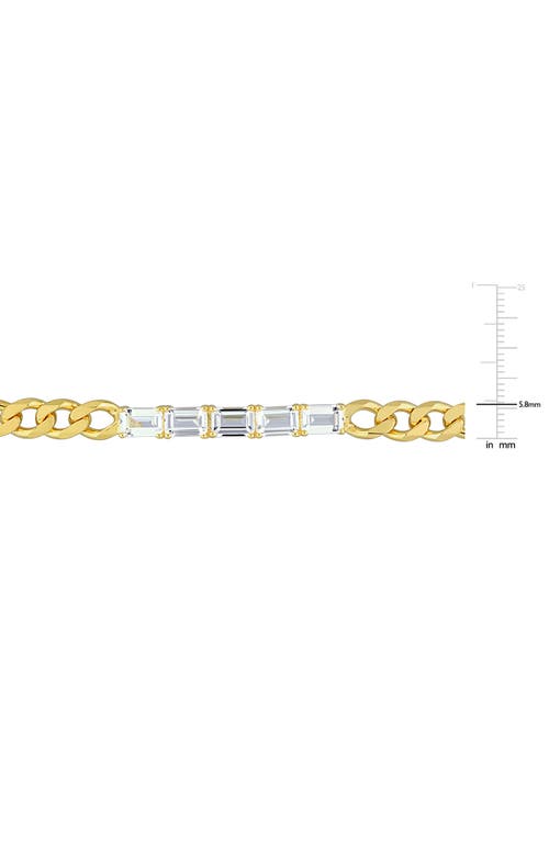 Delmar Baguette Cut Created Sapphire Curb Chain Bracelet In White