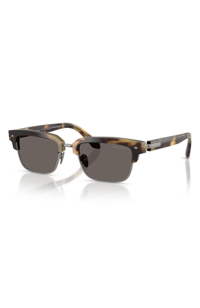AX Armani Exchange 52mm Rectangular Sunglasses, Alternate, color, Brown Yellow Havana / Grey