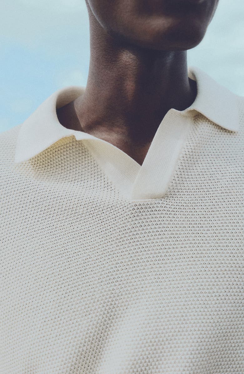 MANGO Textured Knit Johnny Collar Polo Shirt, Alternate, color, 