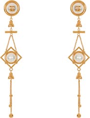 Balmain Brass and pearl pendant earrings
