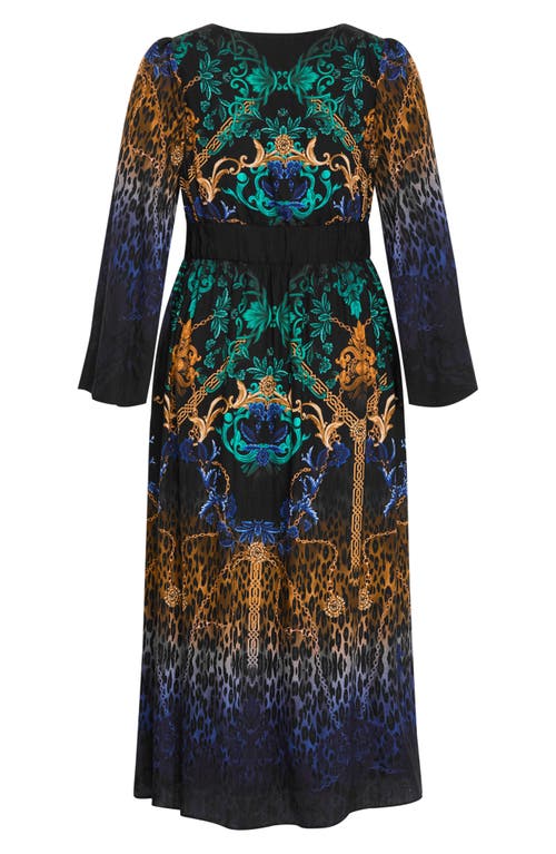 City Chic Ayanna Long Sleeve Maxi Dress In Multi