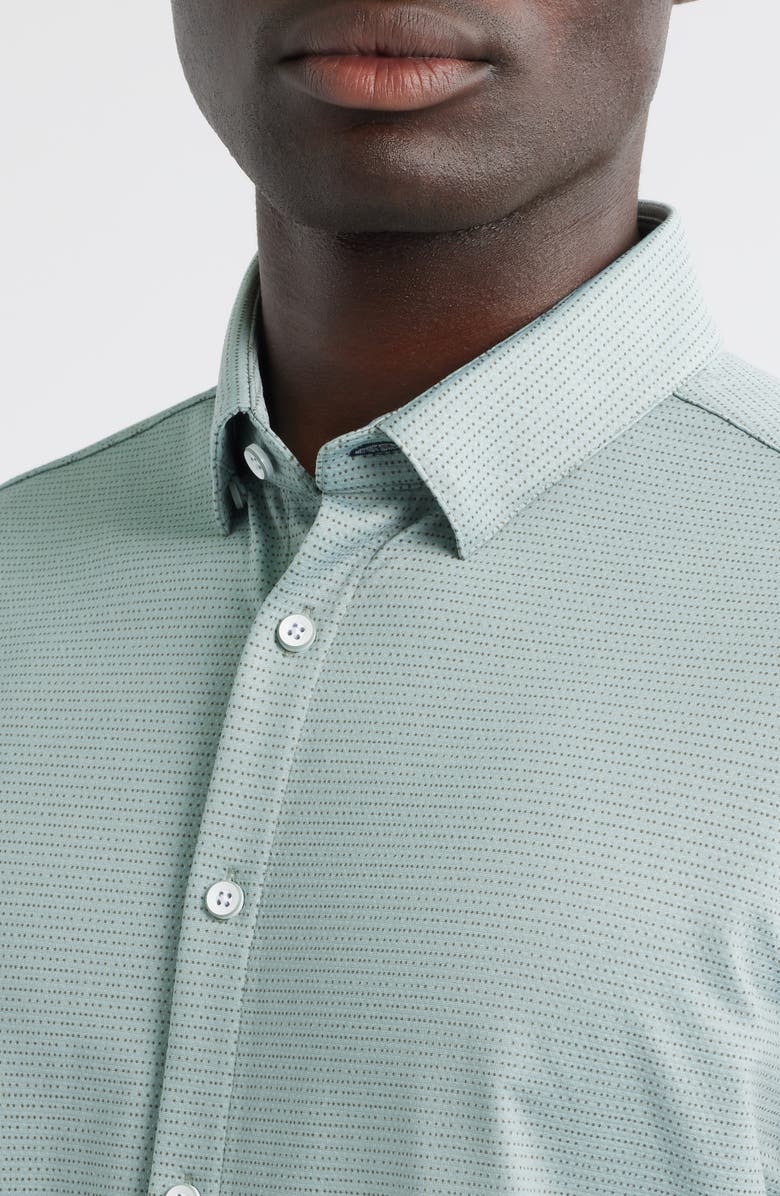 Mizzen+Main Halyard Trim Fit Microprint Short Sleeve Performance Button-Up Shirt, Alternate, color, 