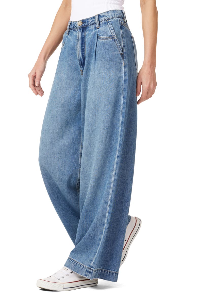 Pleated High Waist Wide Leg Trouser Jeans, Alternate, color, FLATIRON