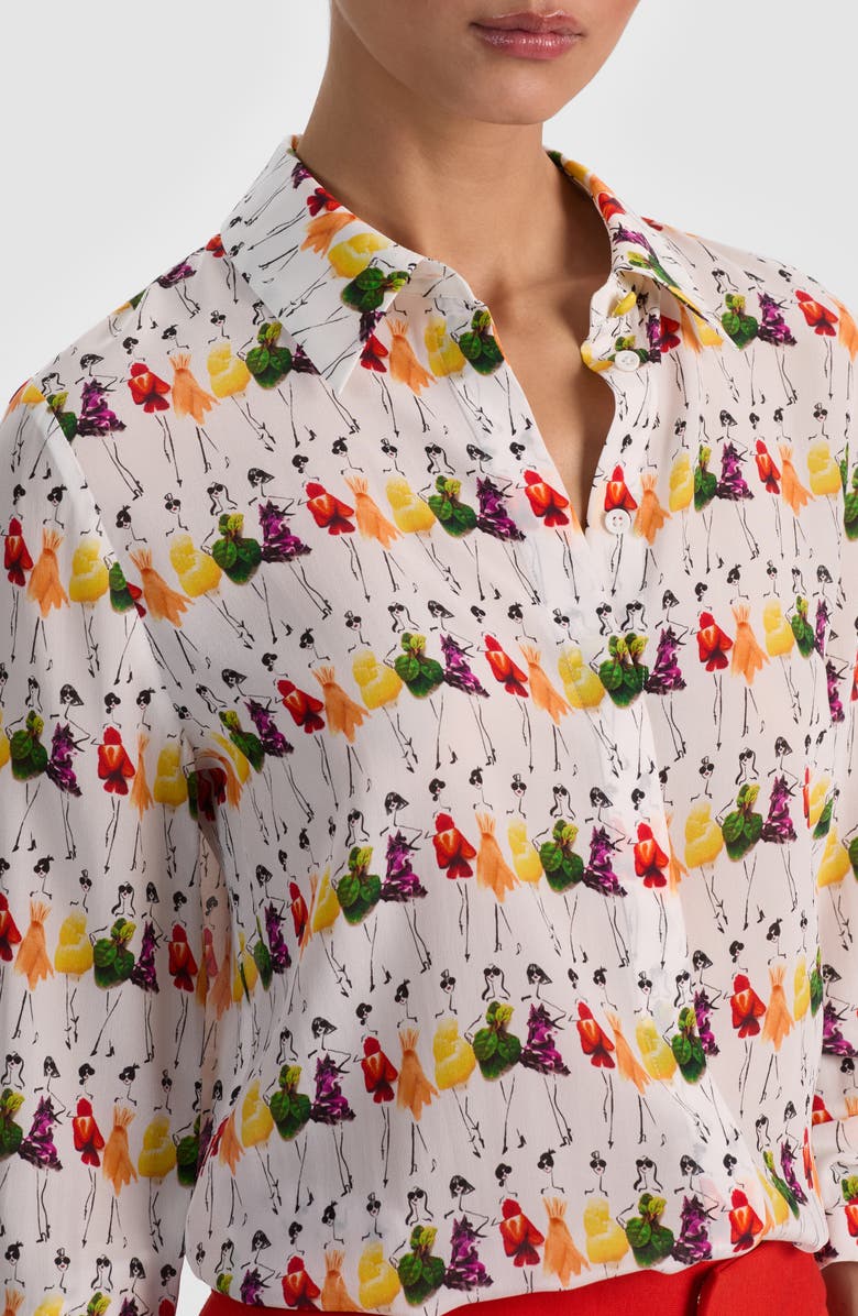 Alice + Olivia Willa Staceface Silk Shirt, Alternate, color, Womens Day