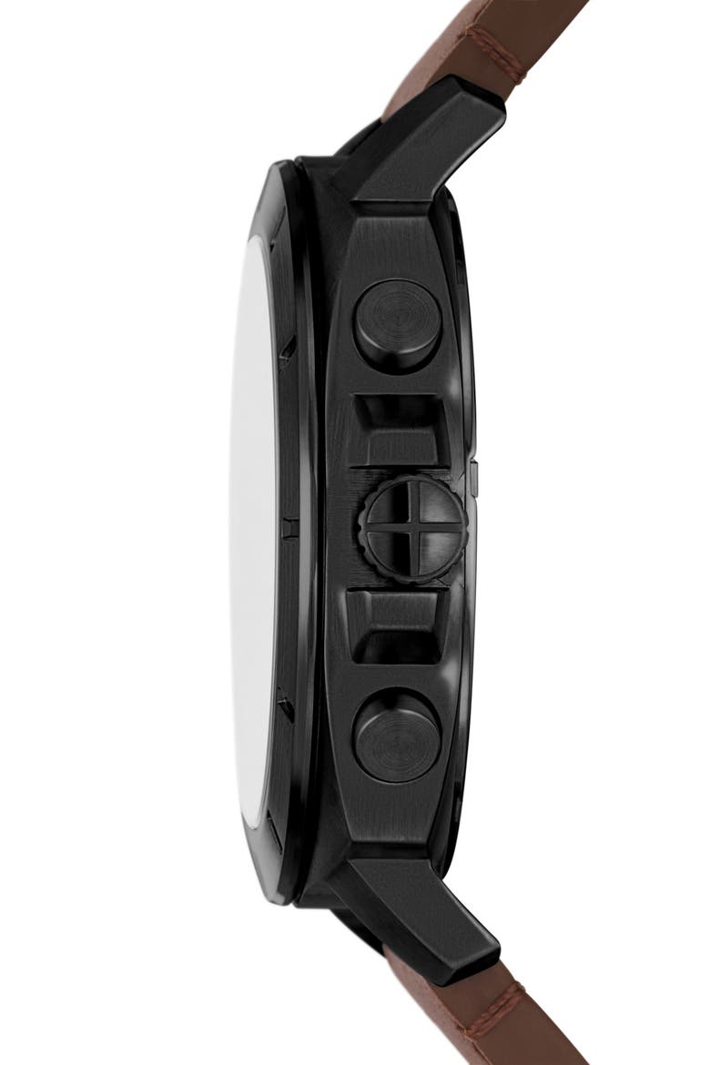 Privateer Chronograph Quartz Leather Strap Watch, 45mm, Alternate, color, BLACK