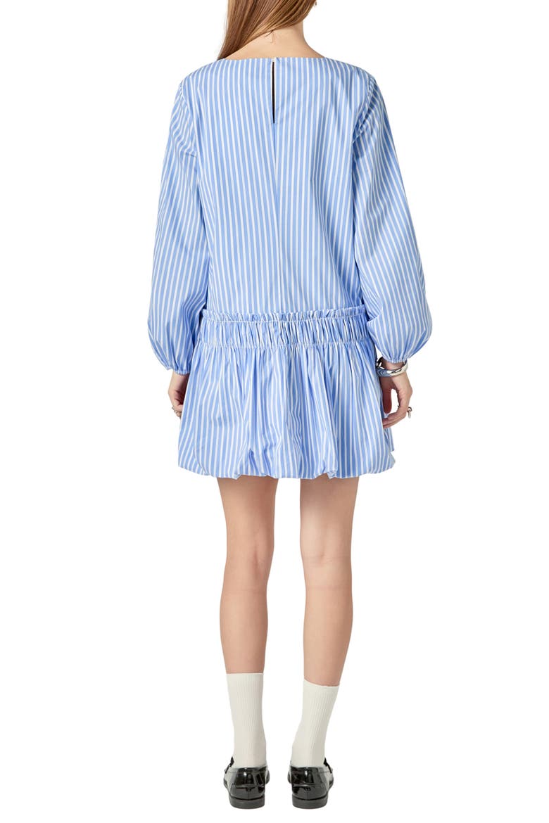 Stripe Long Sleeve Cotton Blend Minidress, Alternate, color, POWDER BLUE