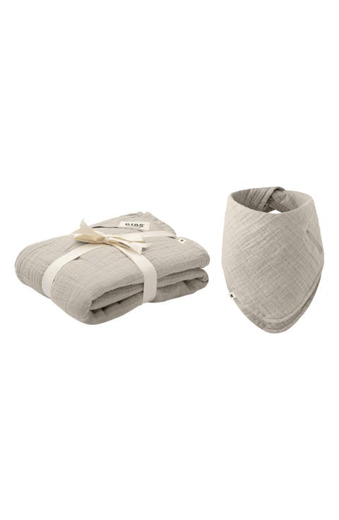 Organic Cotton Muslin Swaddle Blanket & Bib Set (Baby)