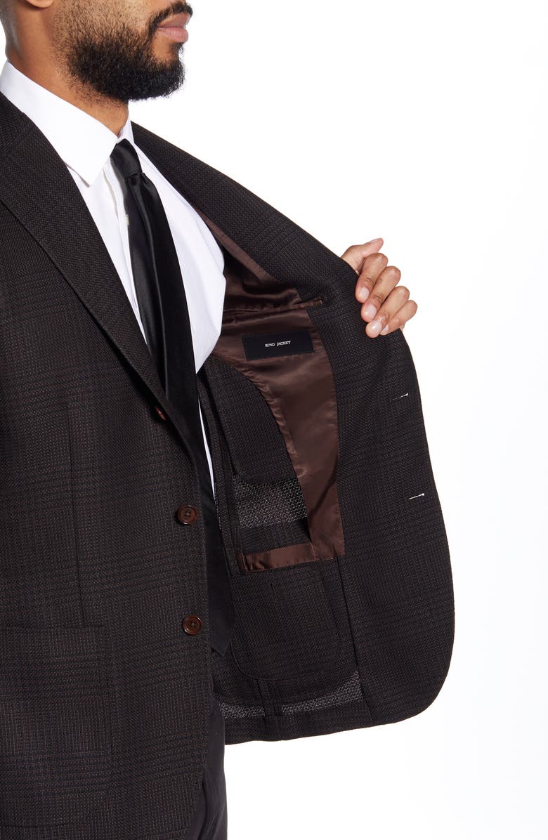 Ring Jacket Balloon Trim Fit Plaid Wool Sport Coat, Alternate, color,