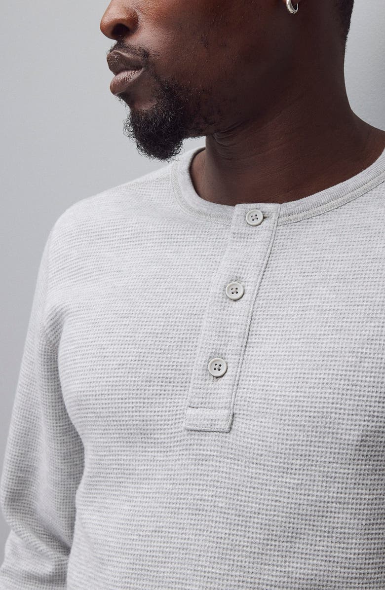 Reigning Champ Standard Fit Lightweight Waffle Knit Henley, Alternate, color, Heather Grey