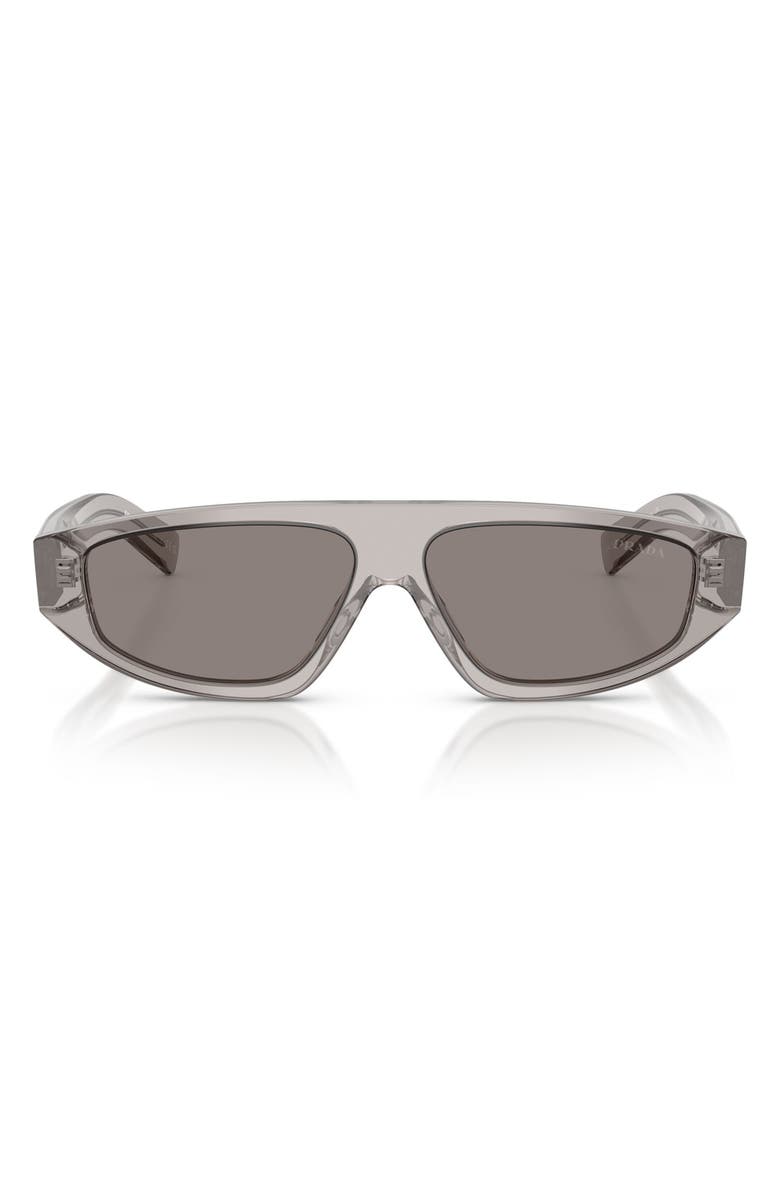 Prada 58mm Irregular Sunglasses, Main, color, Grey Transparent / Dark Grey