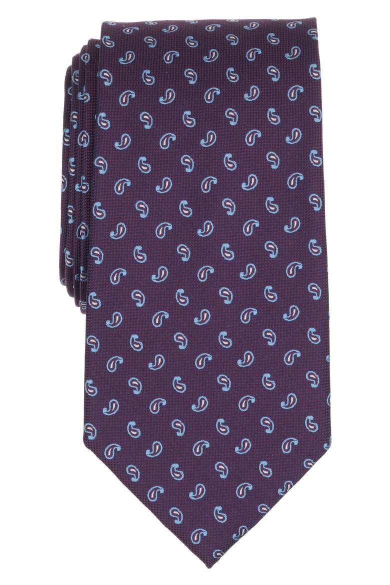 Mini Paisley Silk Blend Tie, Main, color, PURPLE