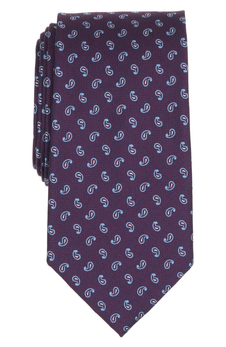Brooks Brothers Mini Paisley Silk Blend Tie, Main, color, Purple