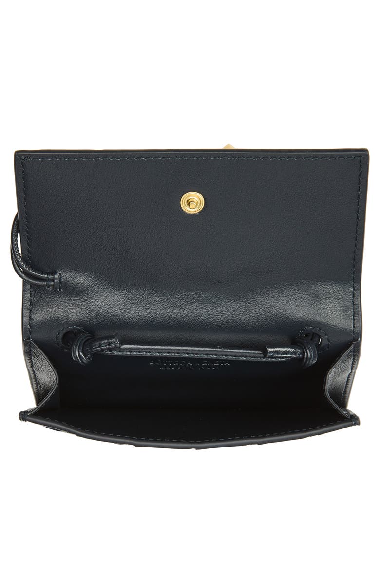 Bottega Veneta Andiamo Intrecciato Leather Badge Holder, Alternate, color, 4338 Midnight-Muse Brass