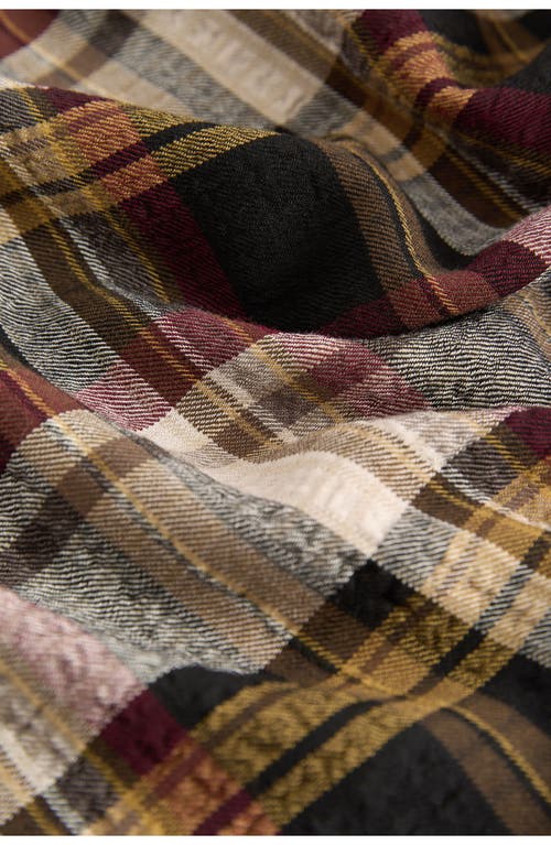 Next Plaid Puff Sleeve Midi Dress In Brown