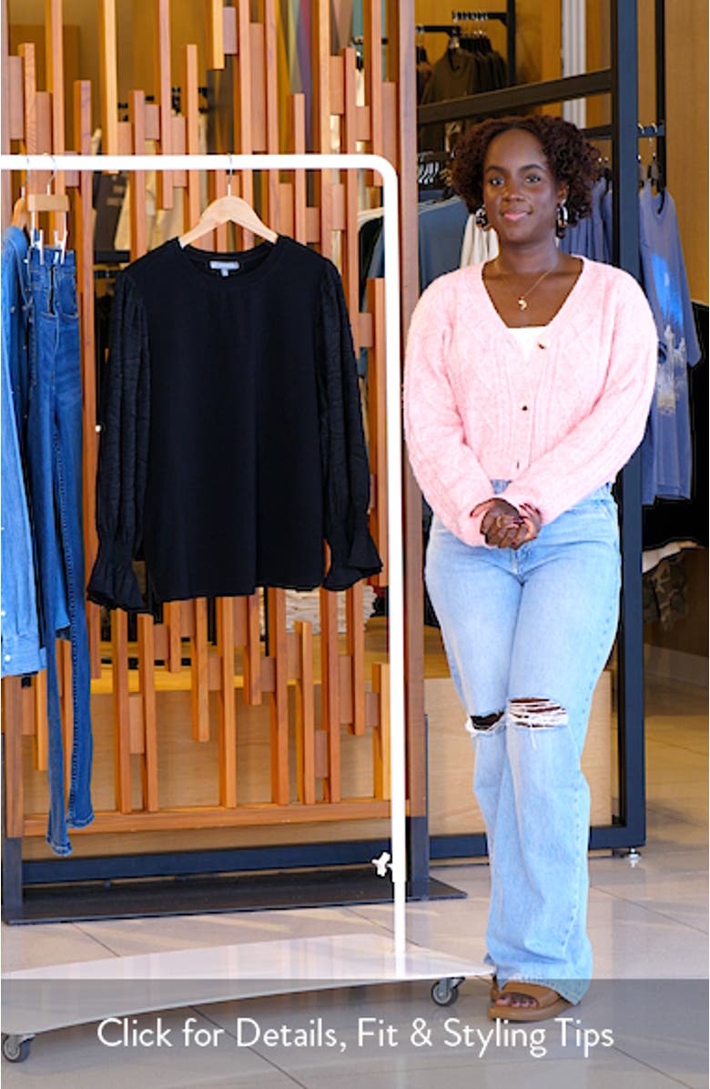 Mixed Media Smocked Sleeve Top, sales video thumbnail