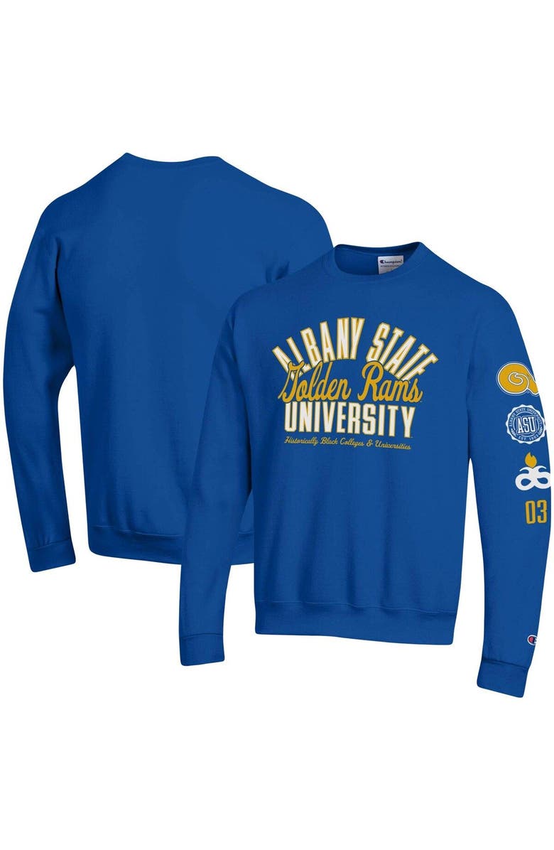 Champion Men's Champion Blue Albany State Golden Rams 2-Hit Powerblend Pullover Sweatshirt, Main, color, 