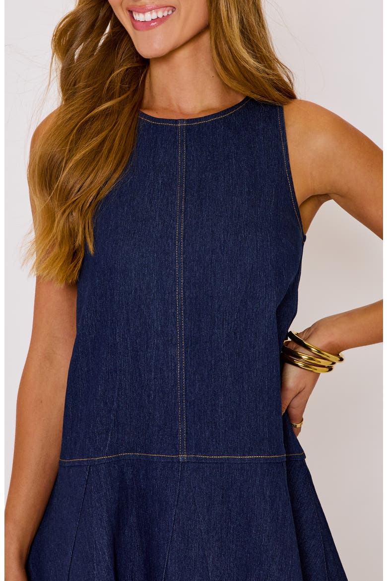 Olivia Denim Fit & Flare Minidress, Alternate, color, DARK WASH