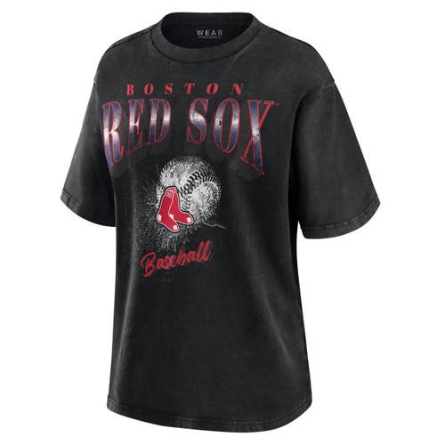 Wear By Erin Andrews Charcoal Boston Red Sox Boyfriend T-shirt In Black