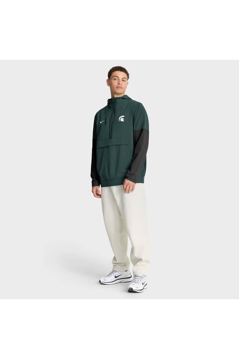 Men's Nike Green Michigan State Spartans Anorak Half-Zip Hoodie Jacket, Alternate, color, Green