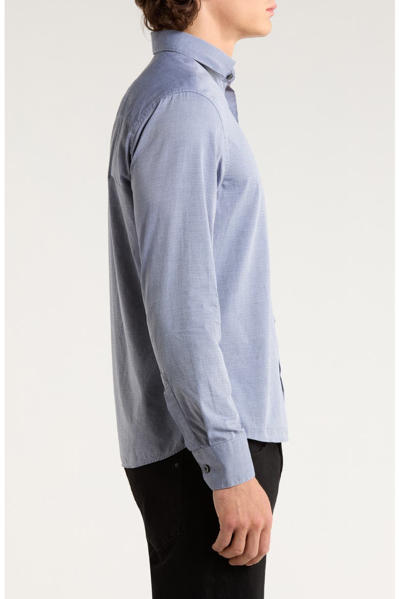 Zigler Two Tone Cotton Jacquard Twill Button-Up Shirt, Alternate, color, GREY