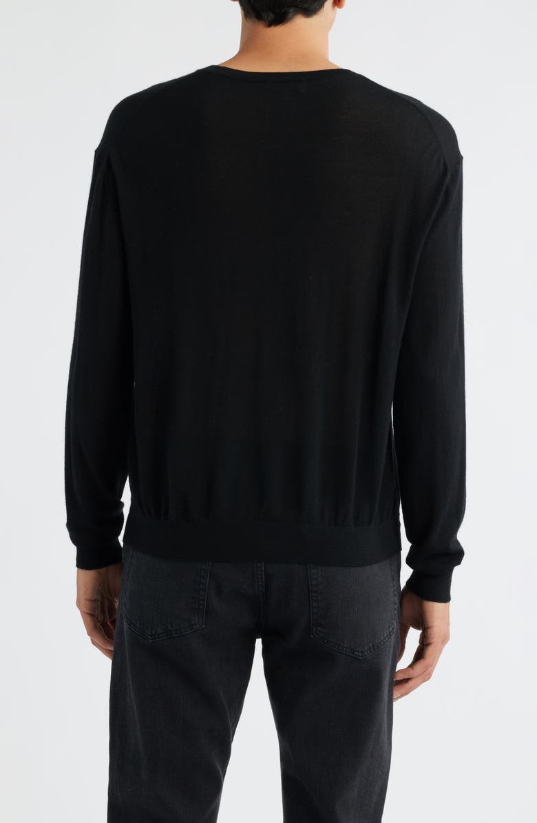 FRAME Superfine Merino Wool & Cashmere Crewneck Sweater, Alternate, color, Black