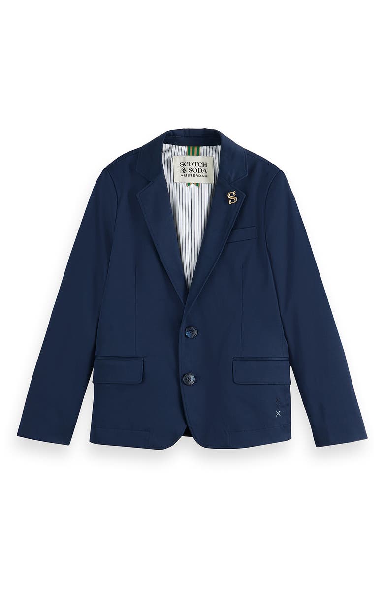 Scotch & Soda Kids' Classic Cotton Twill Blazer, Main, color, Night