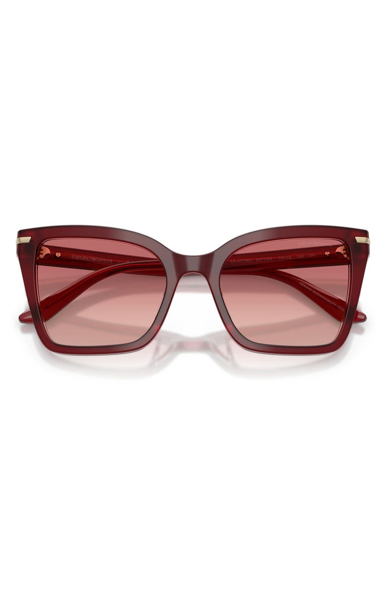 Emporio Armani 53mm Gradient Square Sunglasses, Alternate, color, Shiny Bordeaux / Pink Red