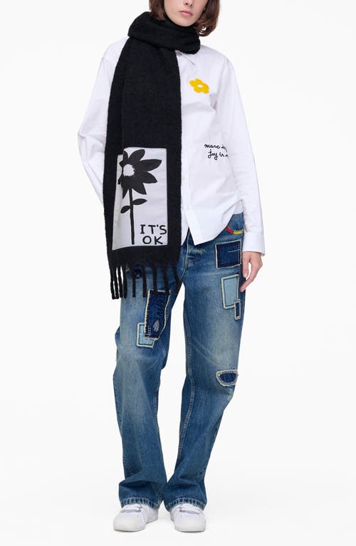 Marc Jacobs It's Ok Wool, Alpaca & Mohair Blend Fringe Scarf In Black
