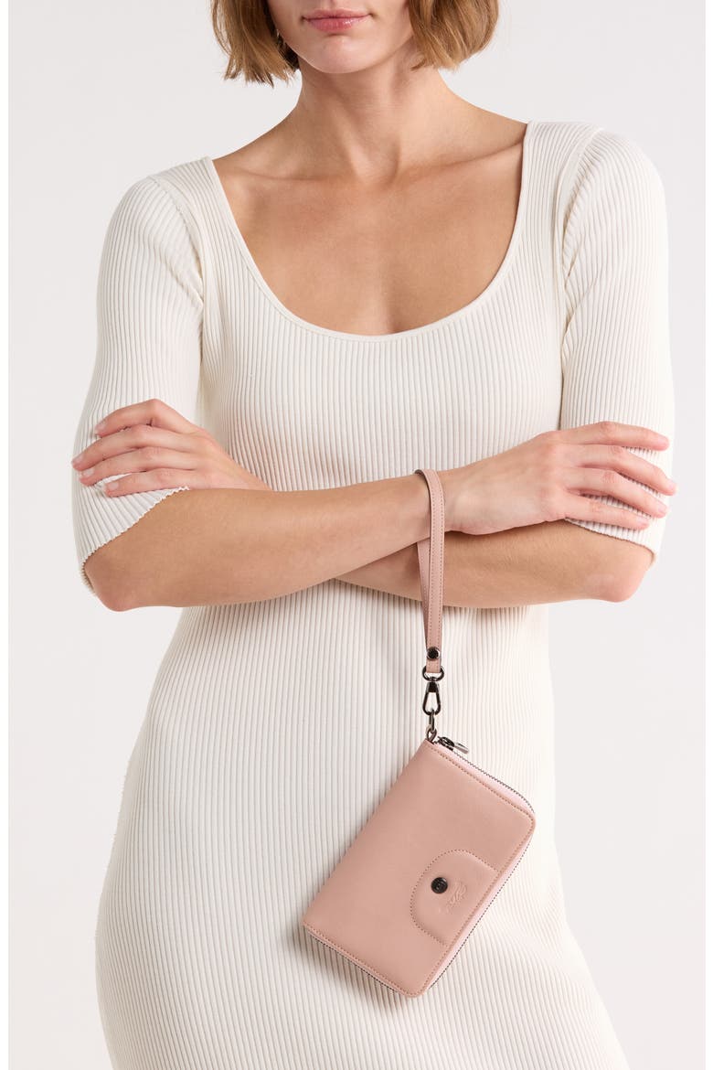 Le Pilage Cuir Zip Wristlet Wallet, Alternate, color, POWDER PINK