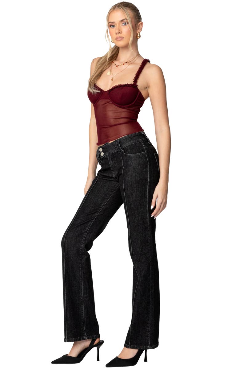 EDIKTED Mercy Sheer Mesh Bra Top, Alternate, color, Burgundy