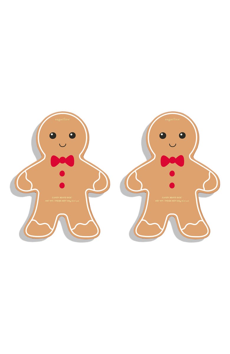 sugarfina Gingerbread Man Set of 2 2-Piece Candy Bento Boxes, Main, color, 