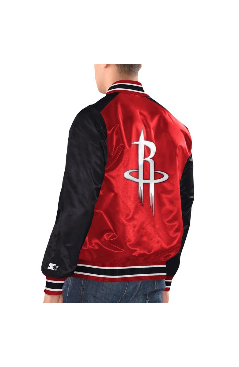 STARTER Men's Starter Red/Black Houston Rockets Renegade Satin Full-Snap Varsity Jacket, Alternate, color, Red