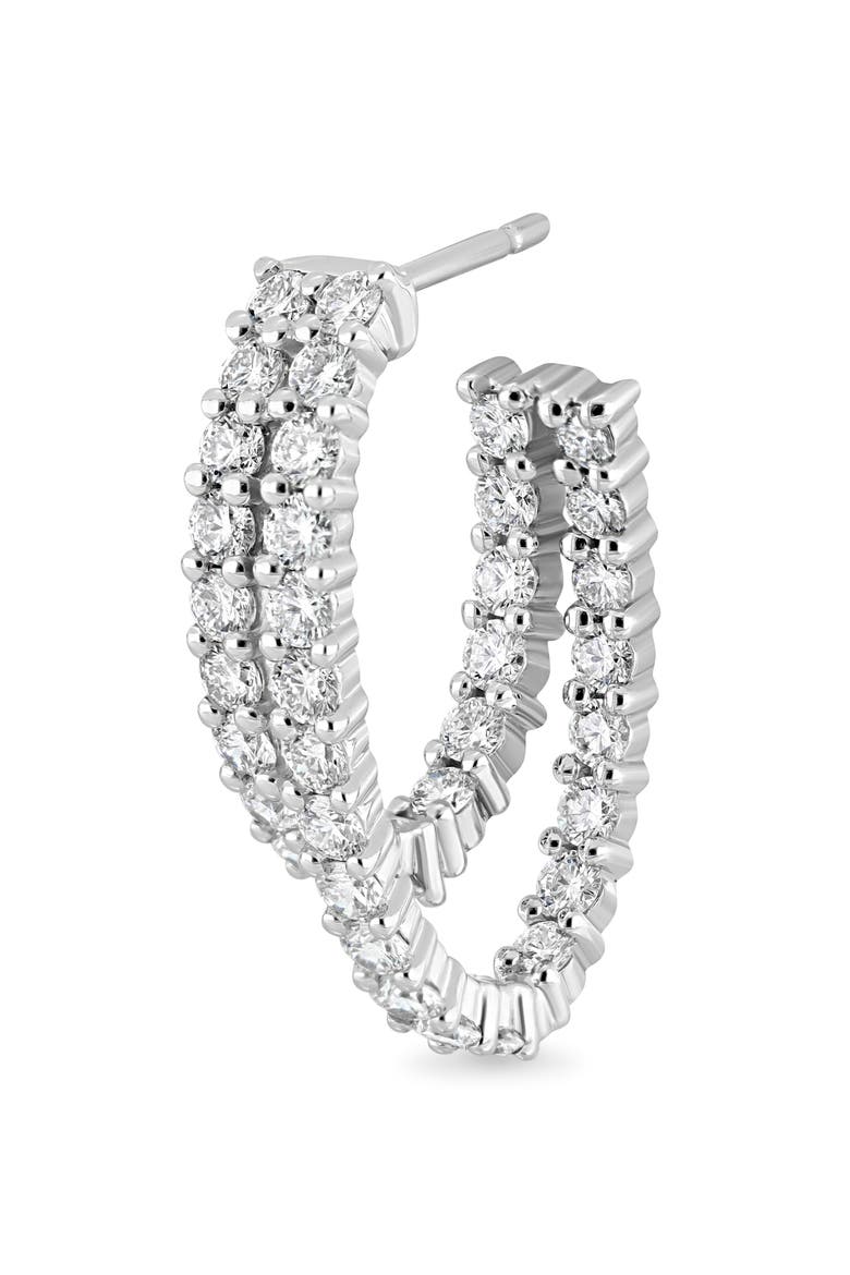 18K Gold Audrey Diamond Double Hoop Earrings, Alternate, color, 18K WHITE GOLD