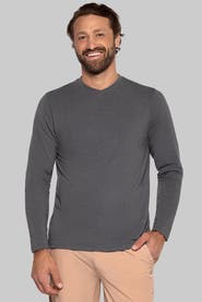 Coolibar Men's V-Neck Long Sleeve T-Shirt - UPF 50+ Sun Protection - Morada