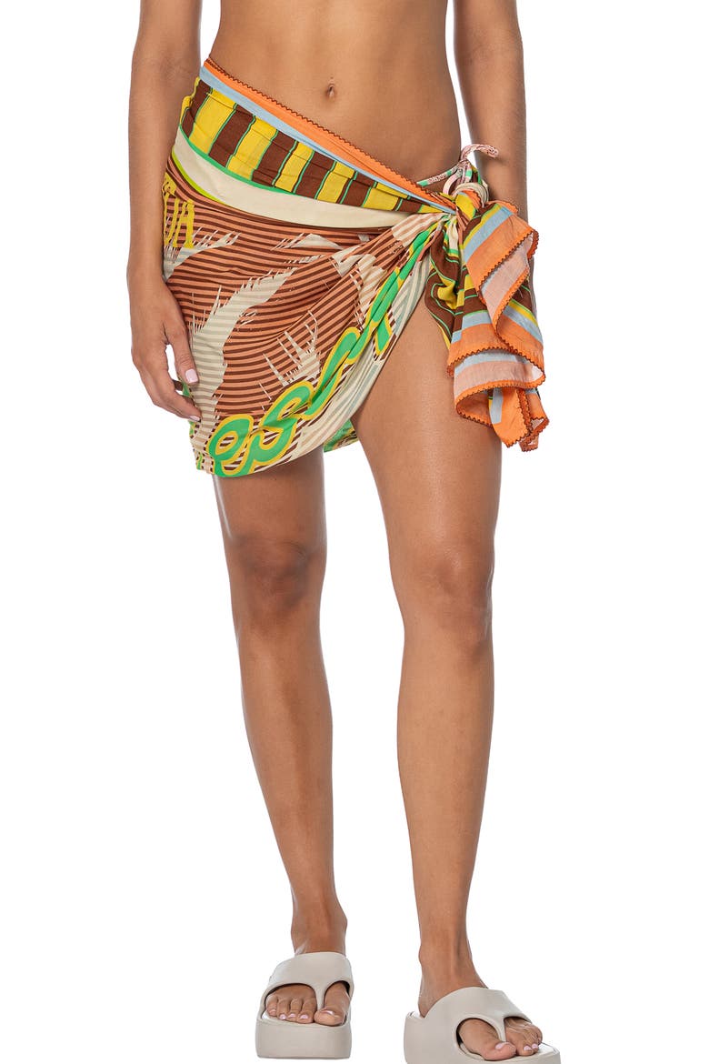 Tropical Escape Isla Pareo Cover-Up, Alternate, color, BROWN