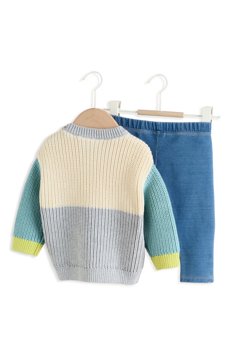 Colorblock Sweater & Leggings Set, Alternate, color, BLUE