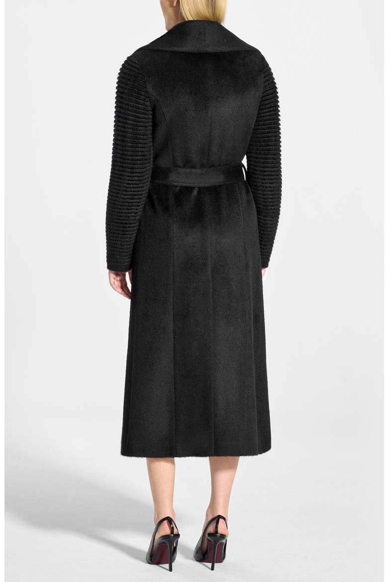 Shawl Collar Alpaca Blend Wrap Coat, Alternate, color, BLACK
