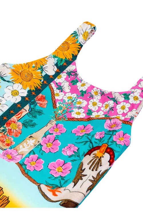 Agua Bendita Kids' Nopal Star One-piece Swimsuit In Blue Multicolor