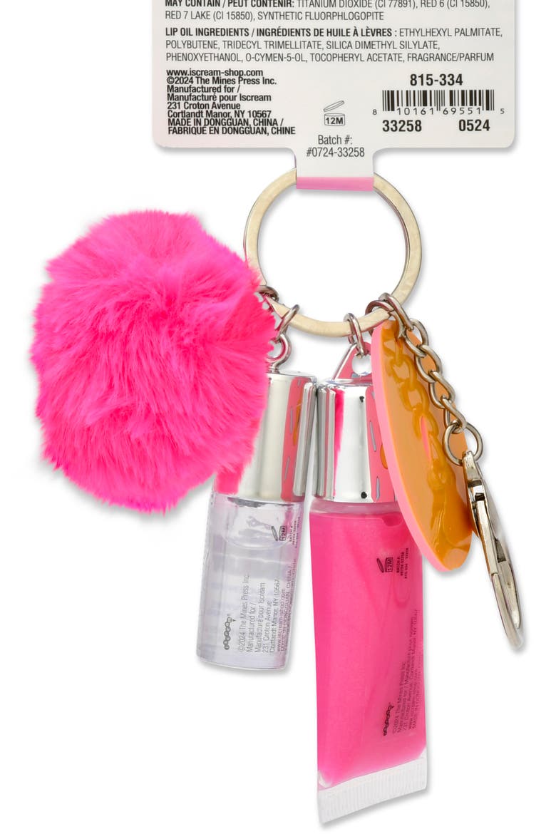 Kids' Sprinkle Donut Lip Gloss & Lip Oil Key Chain Set, Alternate, color, PINK MULTI