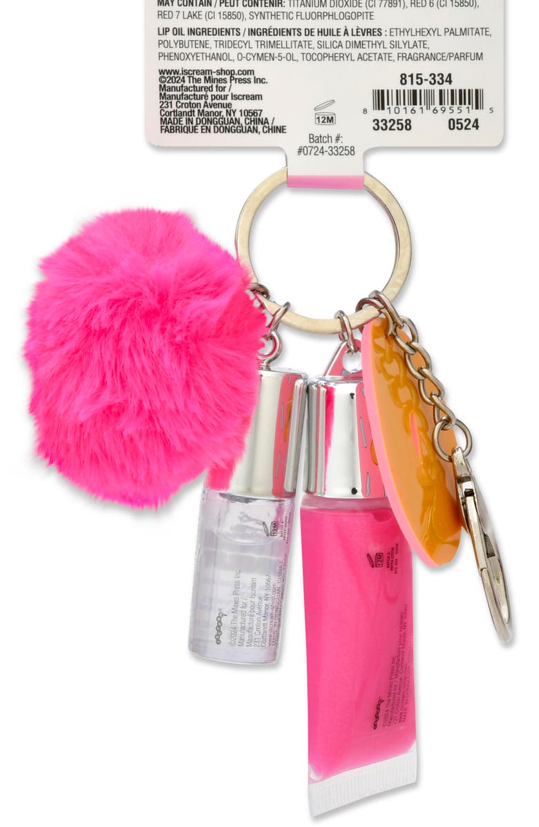 Iscream Kids' Sprinkle Donut Lip Gloss & Lip Oil Key Chain Set, Alternate, color, Pink Multi