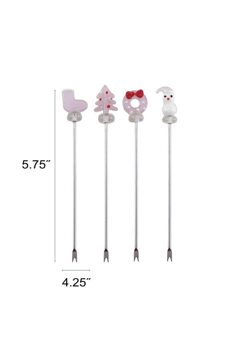 Hand-Blown Glass Icon Appetizer Picks, Stainless Steel, Alternate, color, Multicolor