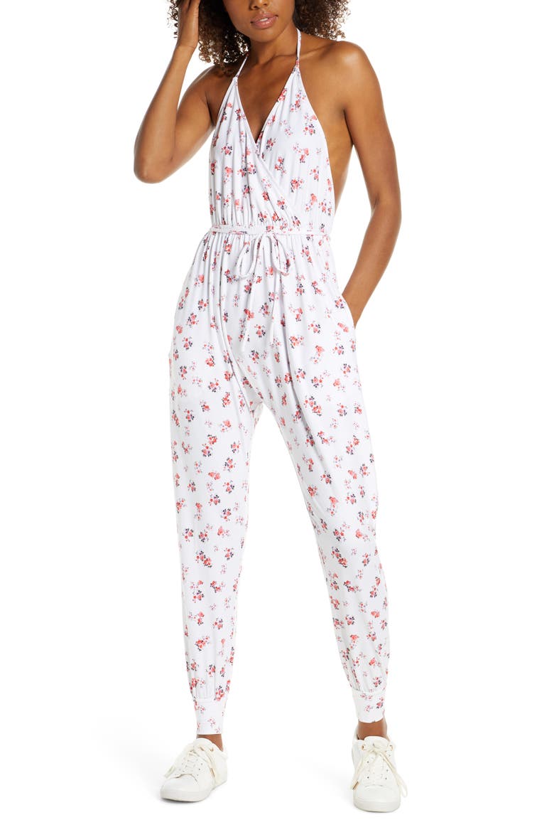 Sun Salutation Halter Jumpsuit, Main, color, DITSY BLOS