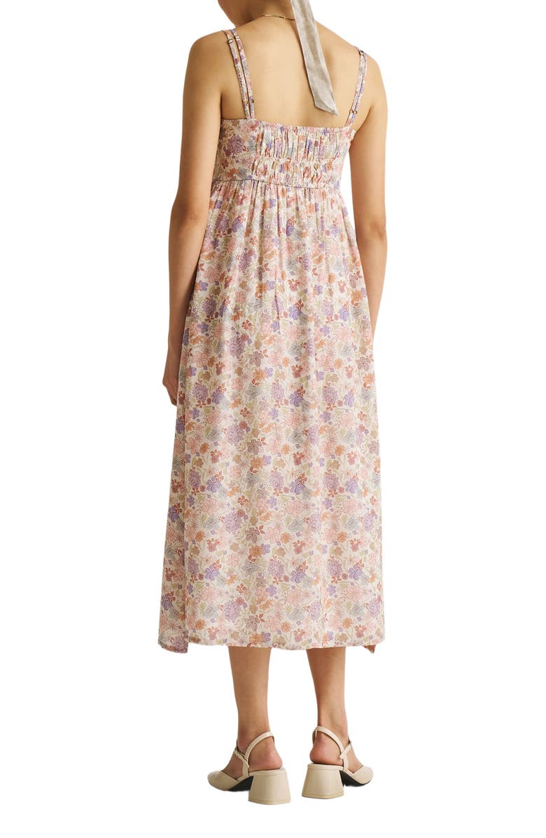 Reistor Strappy Gathered Midi Dress Remixed Florals, Alternate, color, Multicolored Florals