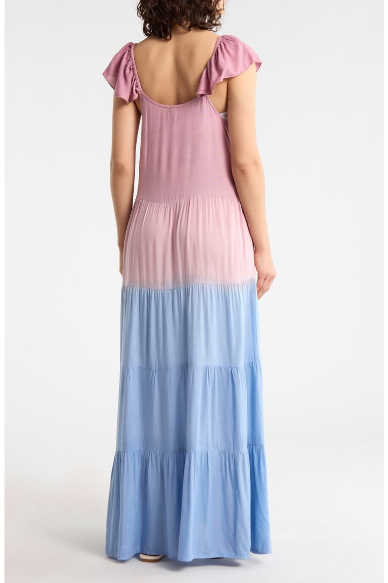 Ombré Flutter Sleeve Cover-Up Maxi Dress, Alternate, color, MAUVE